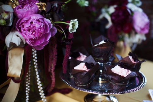 cupcakes with chocolate cosmos, photo by Anne Nunn